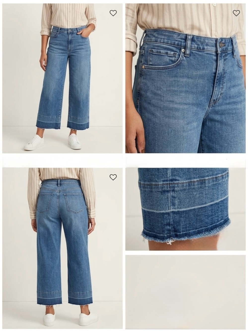 White House Black Market Medium Blue Wide-Leg Cropped Jeans